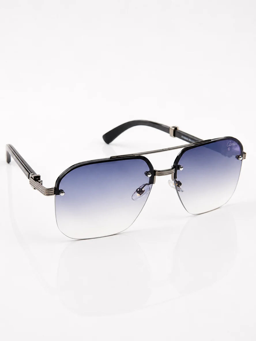 Cartier – 0369 - 60 – Black Blue – Metal - Sunglasses – Unisex