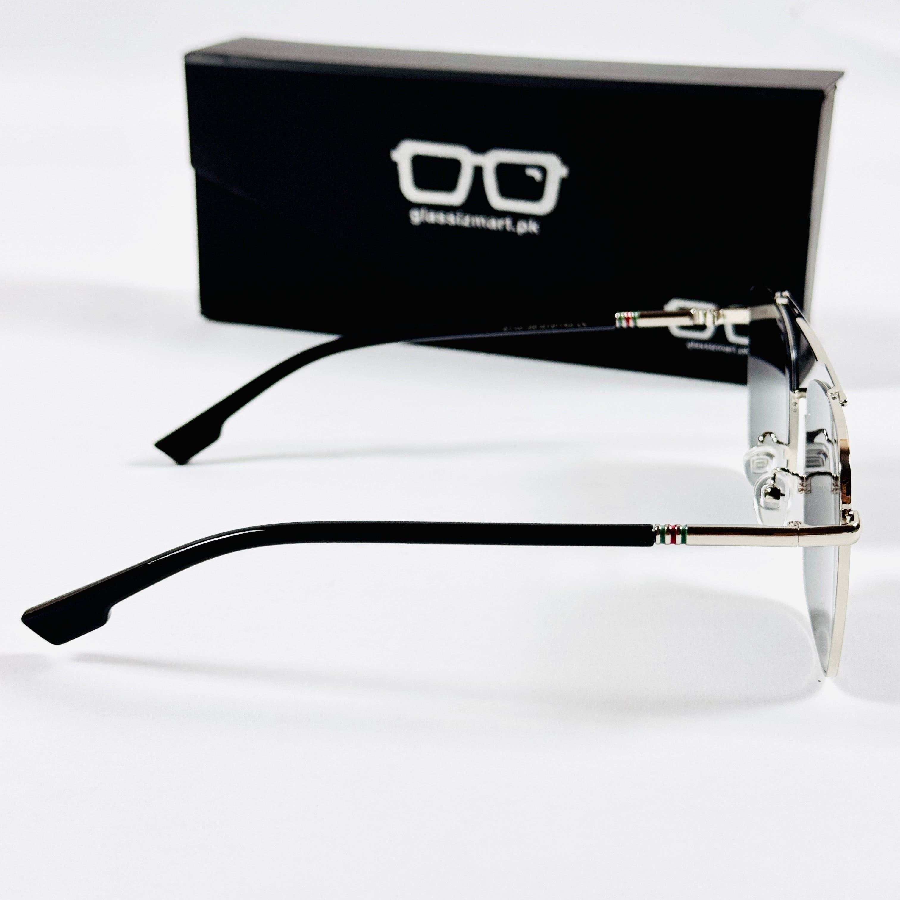Guccy – 6143 – 56 – Silver Black – Metal – Sunglasses – Unisex