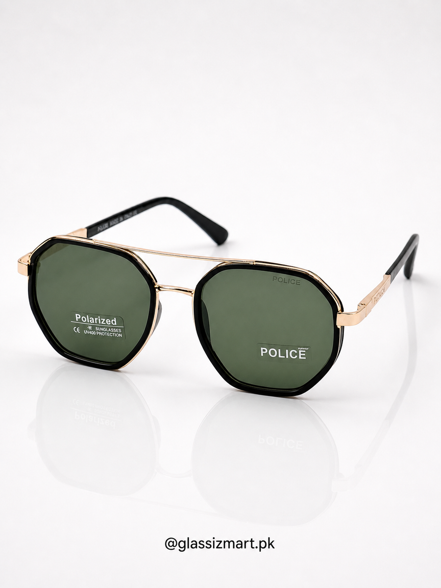 Police – 802 – 50 – Golden Green – Metal - Sunglasses – Unisex