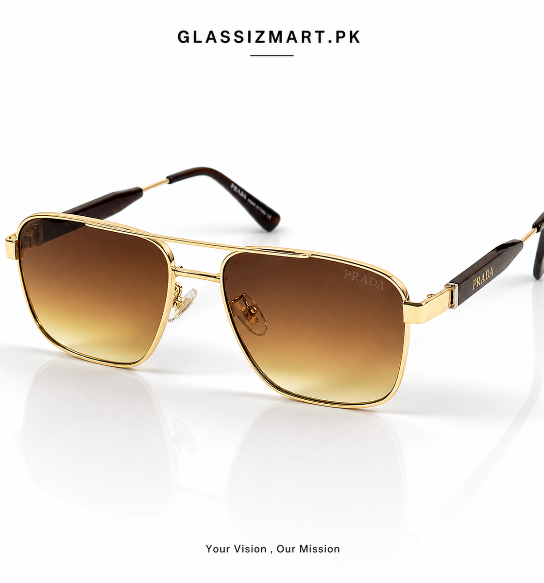 Prada – 22081 - 60 – Golden Brown - Metal - Sunglasses – Unisex