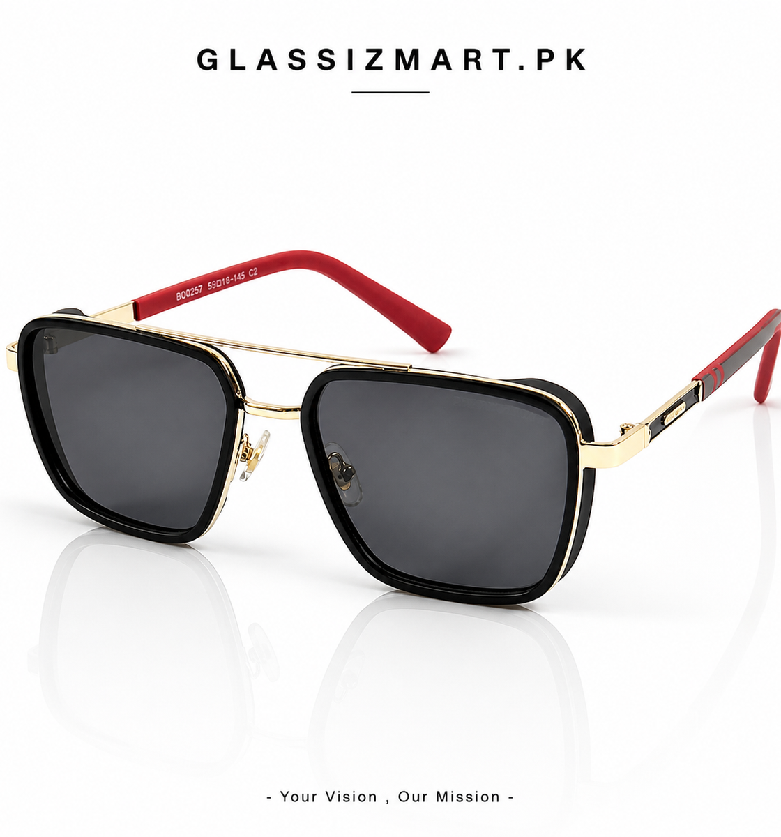 Armani – 58446 - 53 – Golden Black - Metal - Sunglasses – Unisex