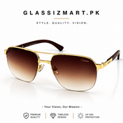 Cartier – CA130 – 57 – Golden Brown Gradient – Metal – Sunglasses – Unisex