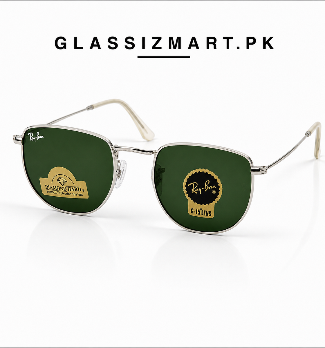 Rayban – 3958 – 50 – Silver Green – Metal – Sunglasses – Unisex