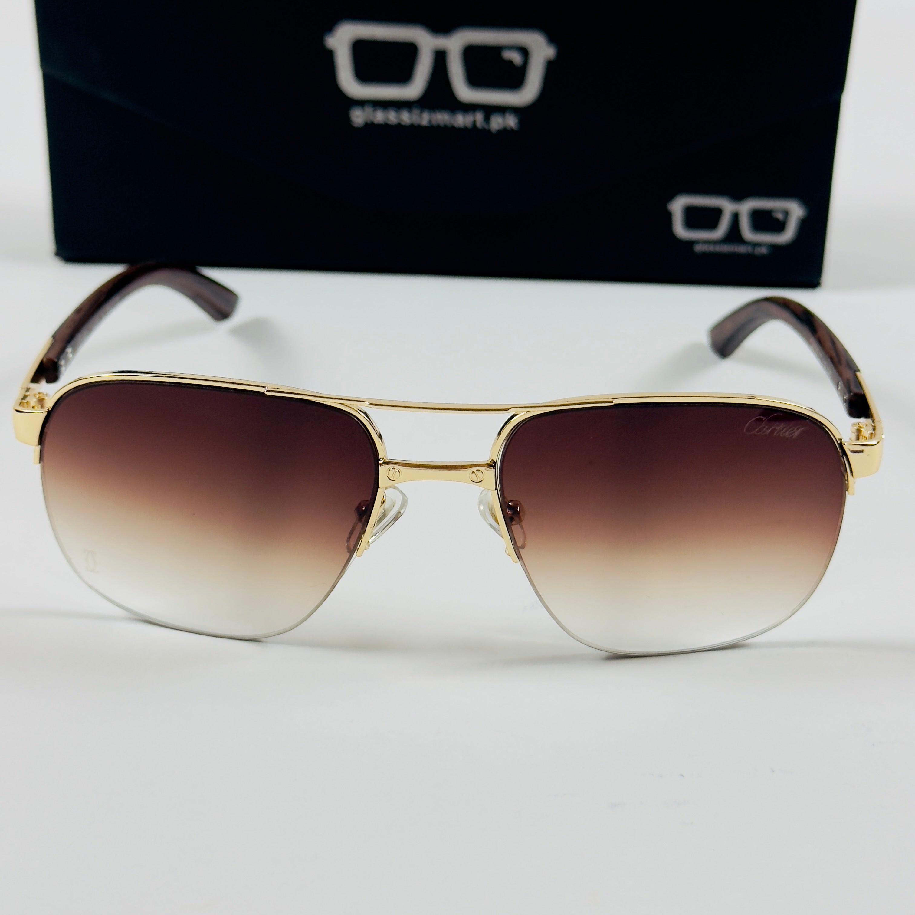 Cartier – CA130 – 57 – Golden Brown Gradient – Metal – Sunglasses – Unisex