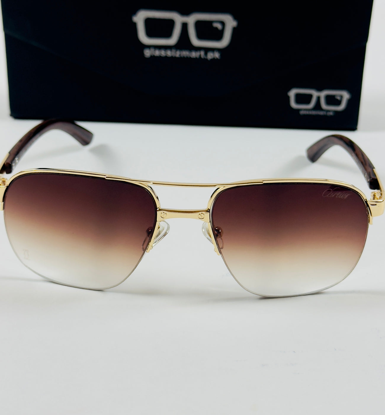 Cartier – CA130 – 57 – Golden Brown Gradient – Metal – Sunglasses – Unisex