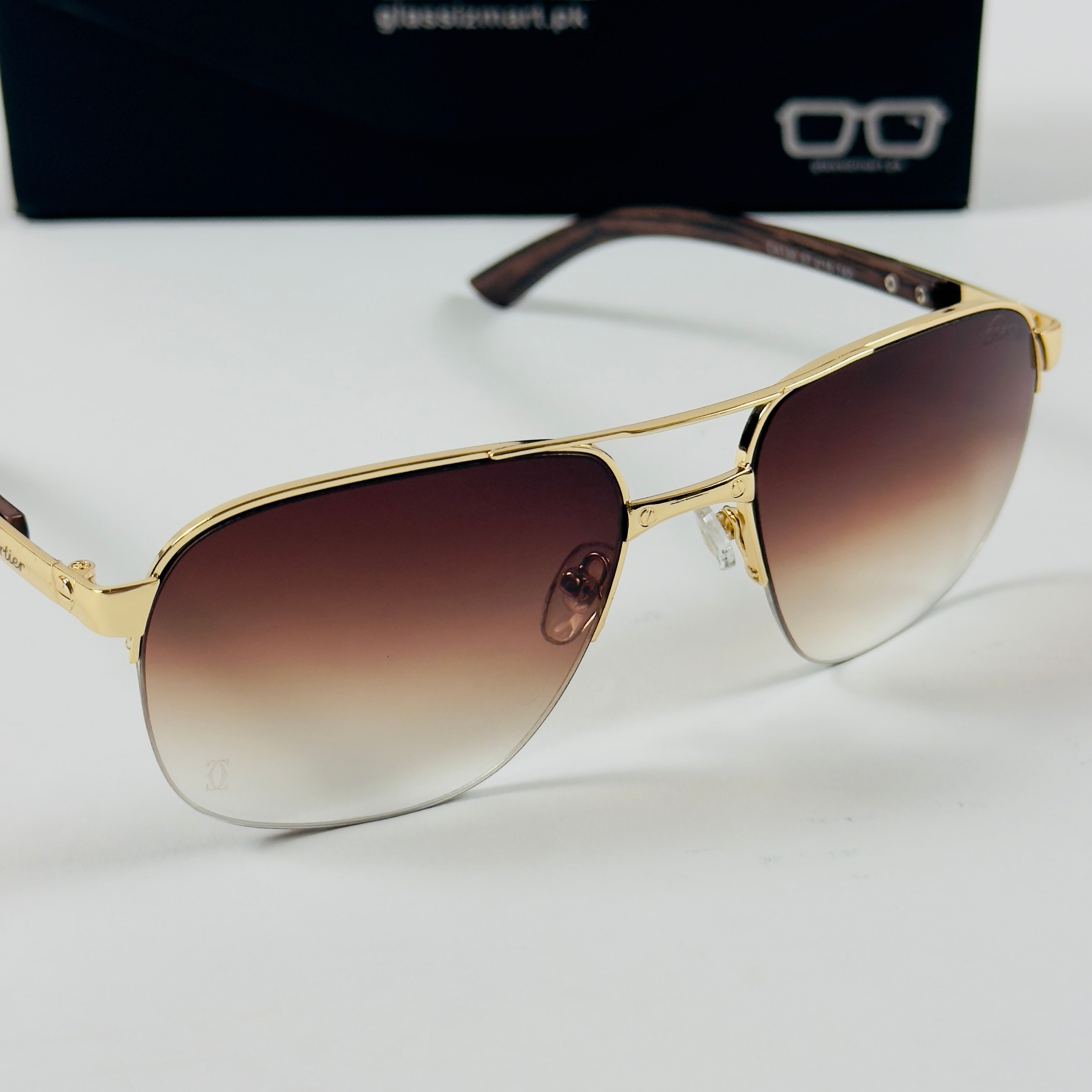 Cartier – CA130 – 57 – Golden Brown Gradient – Metal – Sunglasses – Unisex