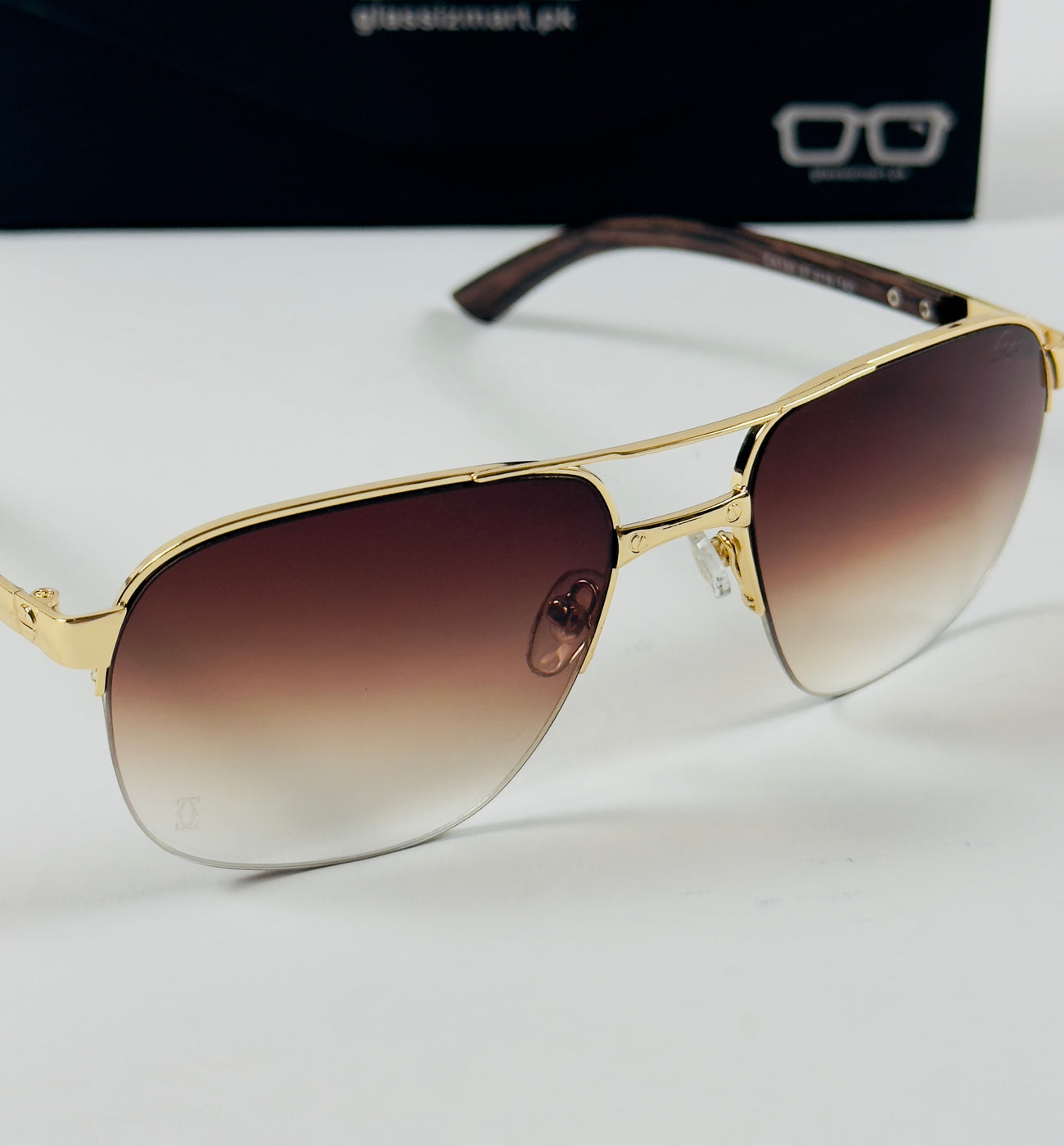 Cartier – CA130 – 57 – Golden Brown Gradient – Metal – Sunglasses – Unisex
