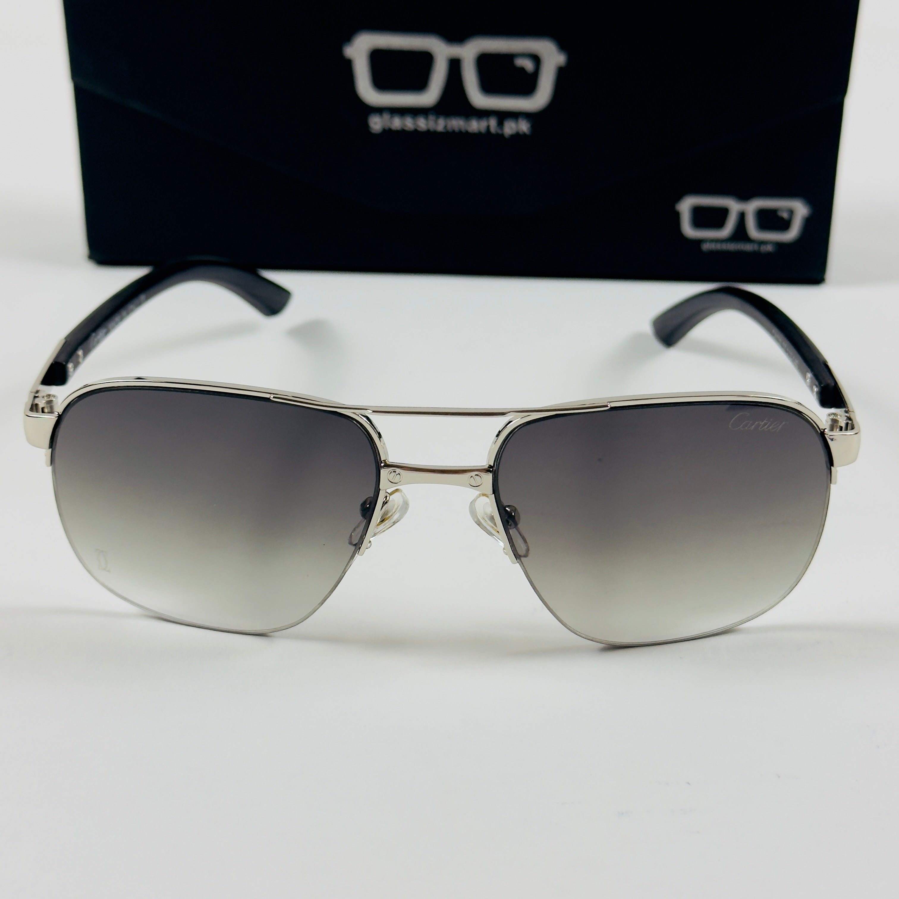 Cartier – CA130 – 57 – Silver Green Gradient – Metal – Sunglasses – Unisex
