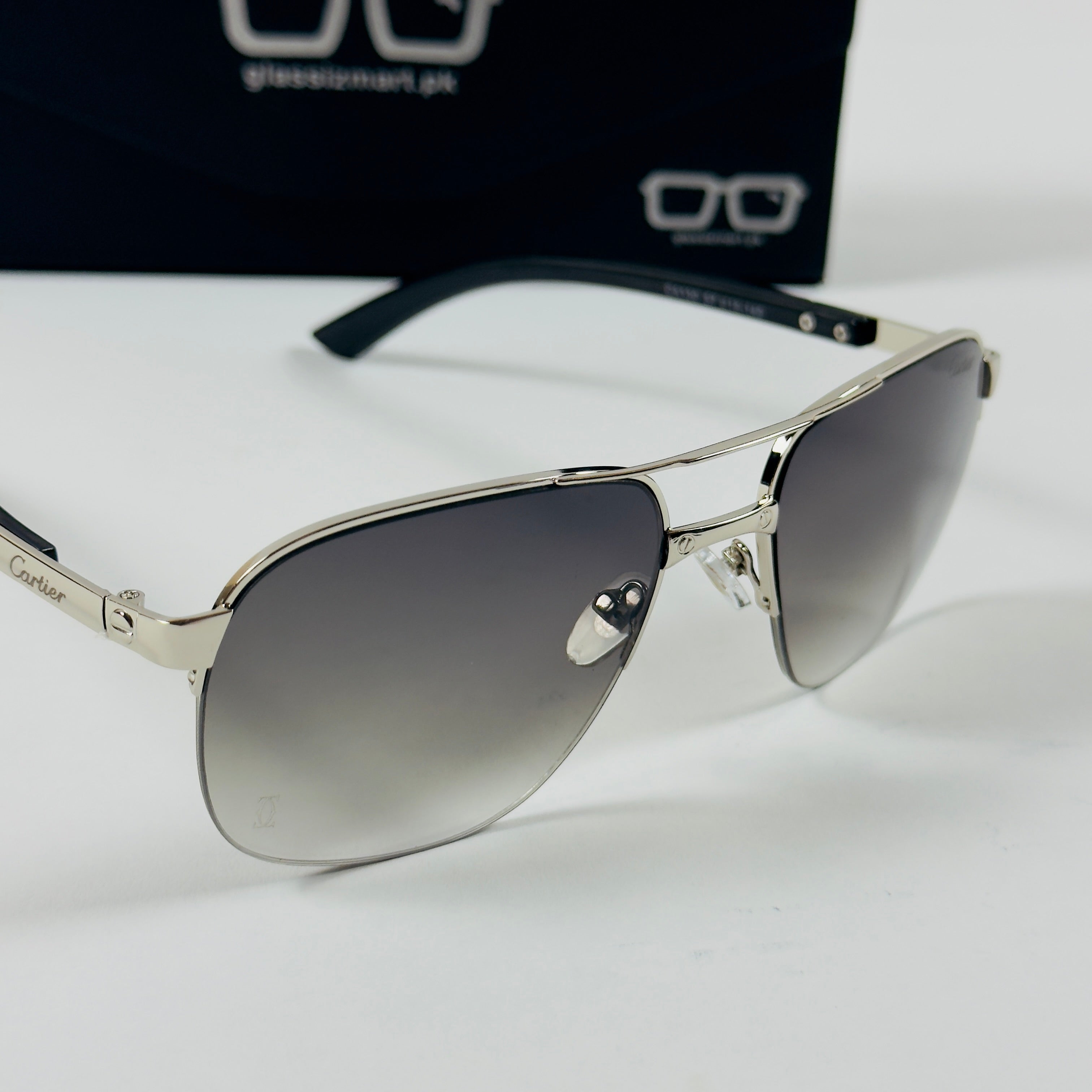Cartier – CA130 – 57 – Silver Green Gradient – Metal – Sunglasses – Unisex