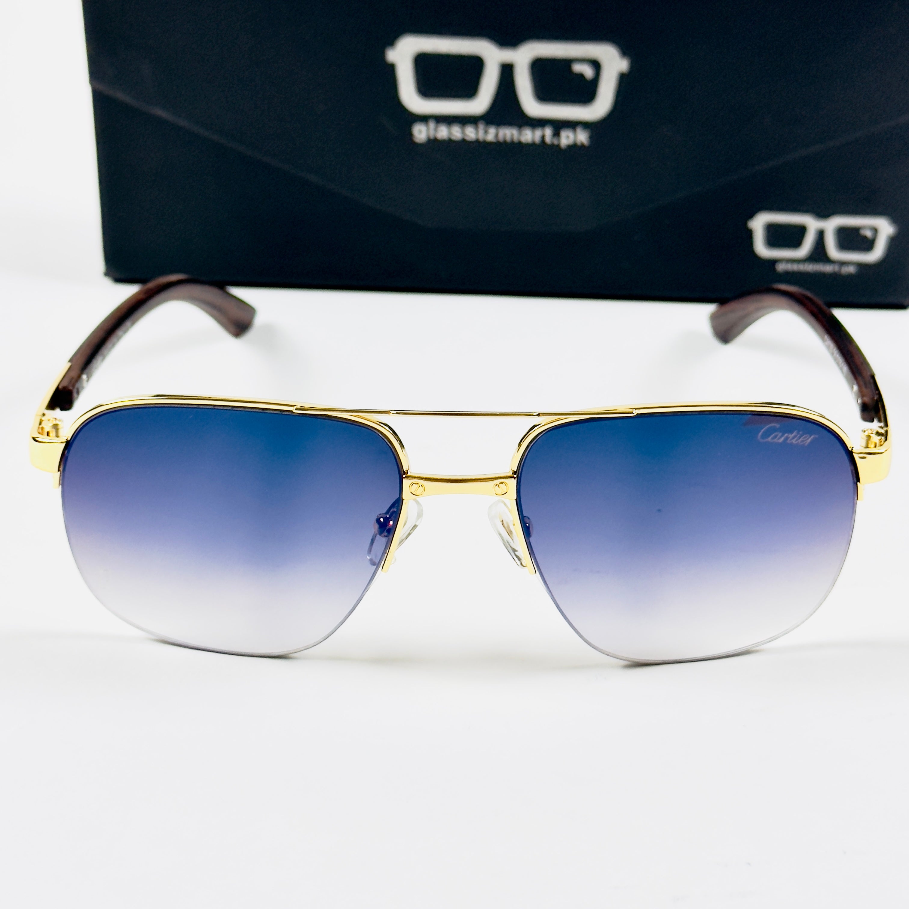 Cartier – CA130 – 57 – Golden Blue Gradient – Metal – Sunglasses – Unisex