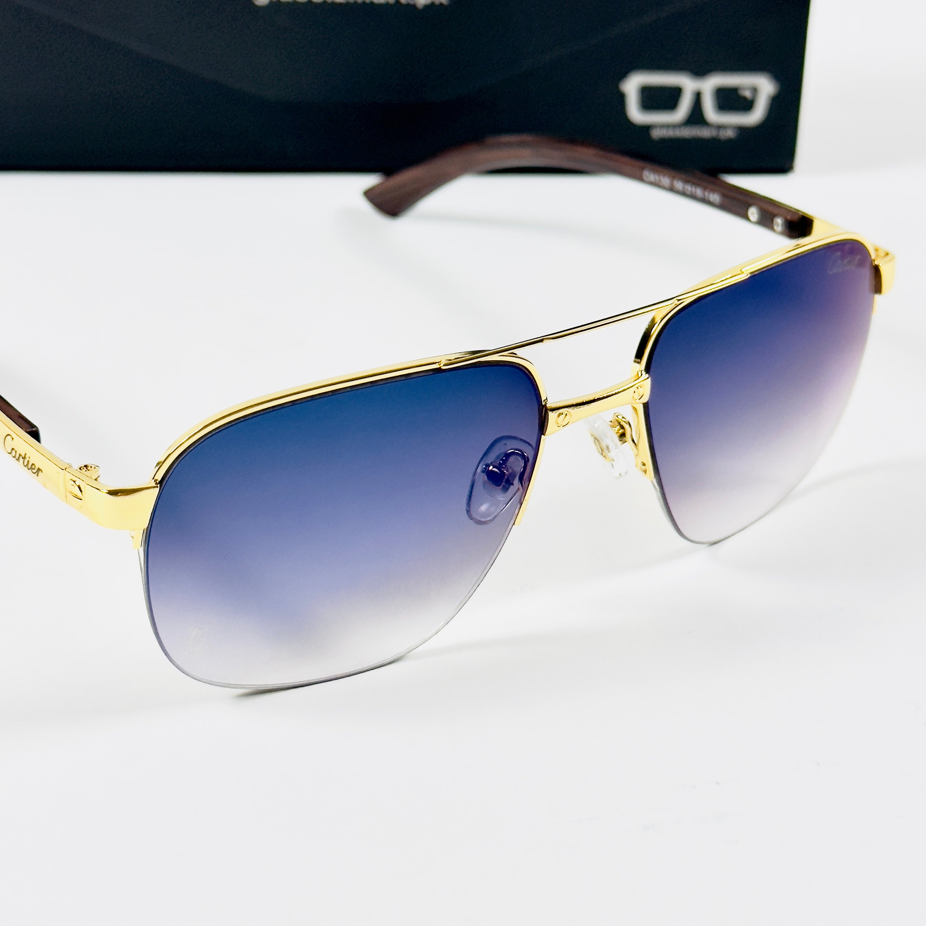 Cartier – CA130 – 57 – Golden Blue Gradient – Metal – Sunglasses – Unisex