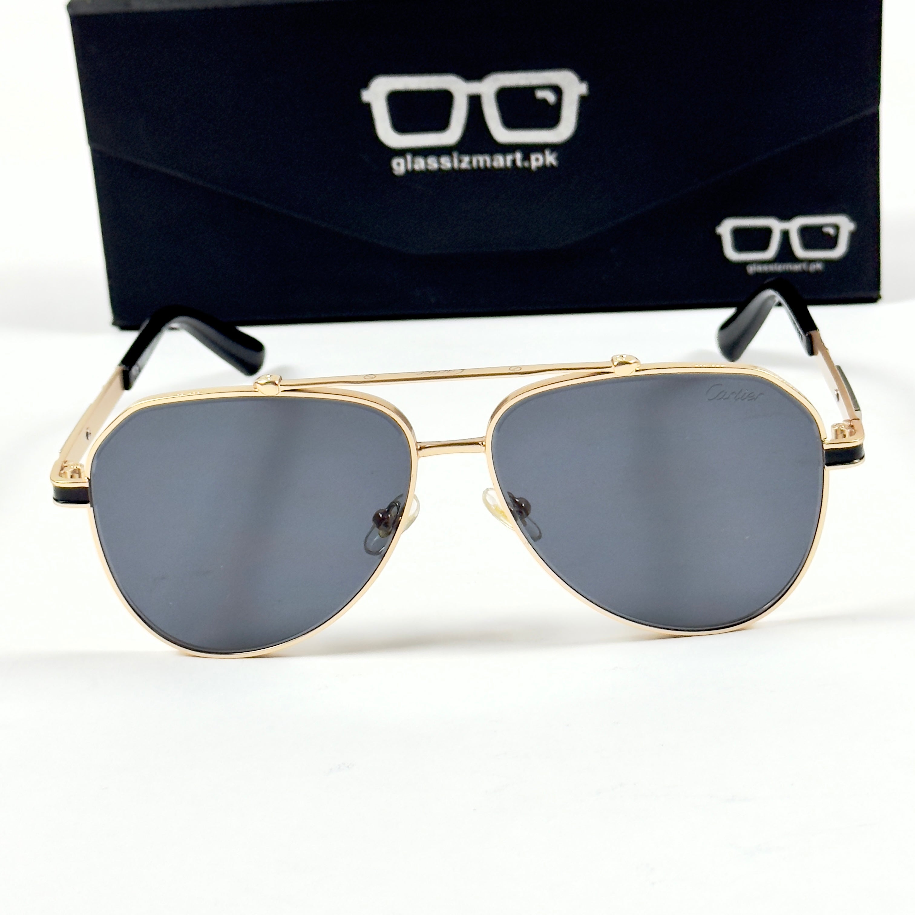 Cartier – 58473 – 60 – Golden Black – Metal – Sunglasses – Unisex