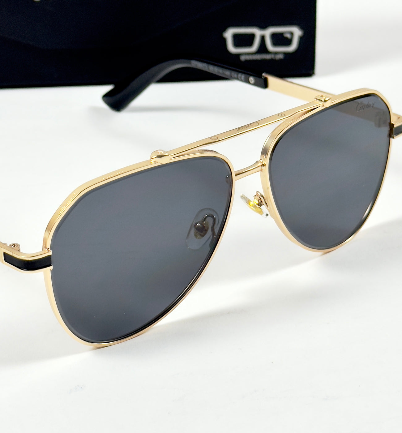 Cartier – 58473 – 60 – Golden Black – Metal – Sunglasses – Unisex