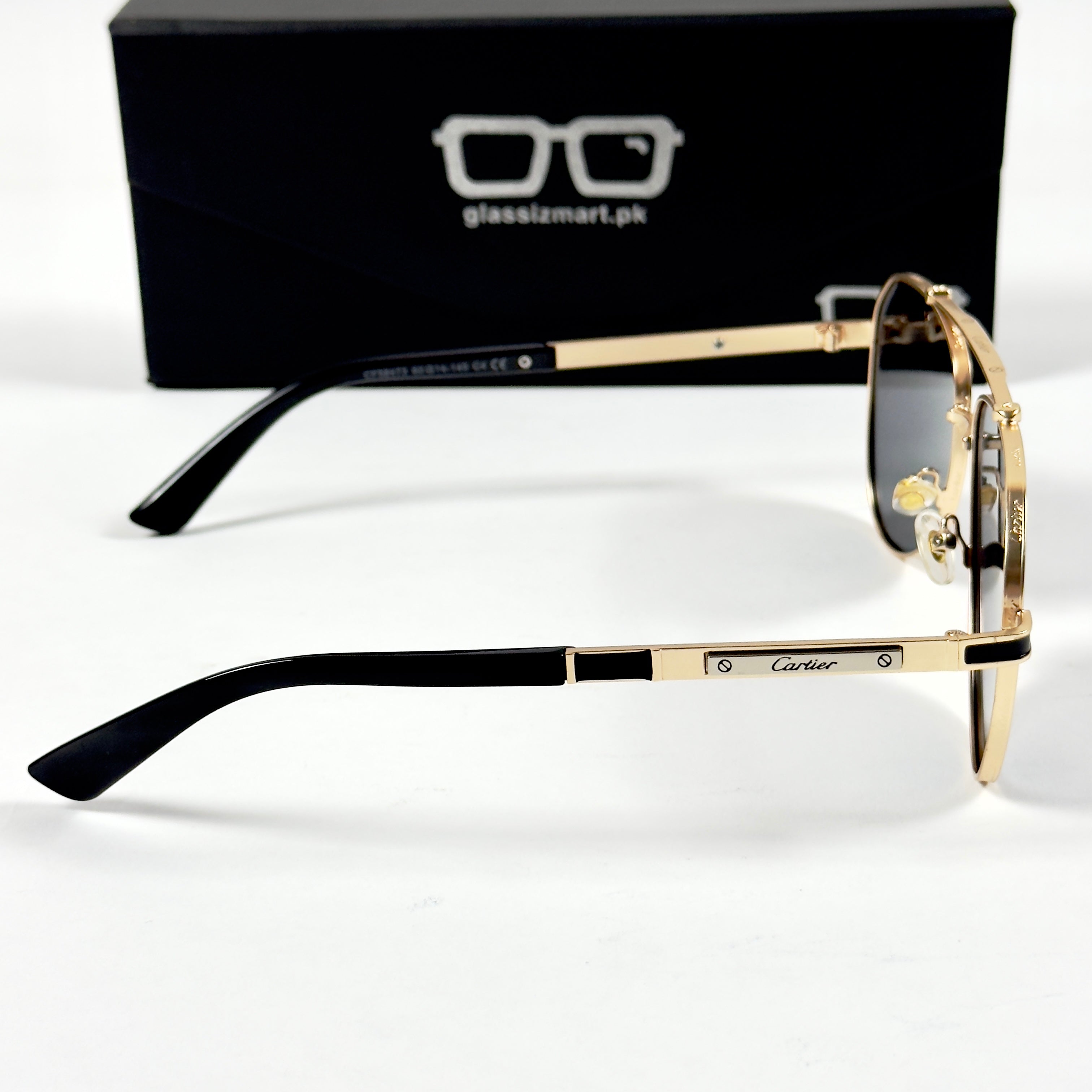 Cartier – 58473 – 60 – Golden Black – Metal – Sunglasses – Unisex