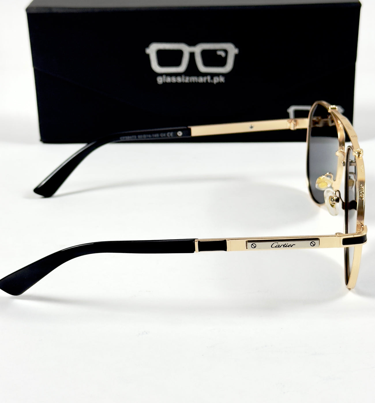 Cartier – 58473 – 60 – Golden Black – Metal – Sunglasses – Unisex
