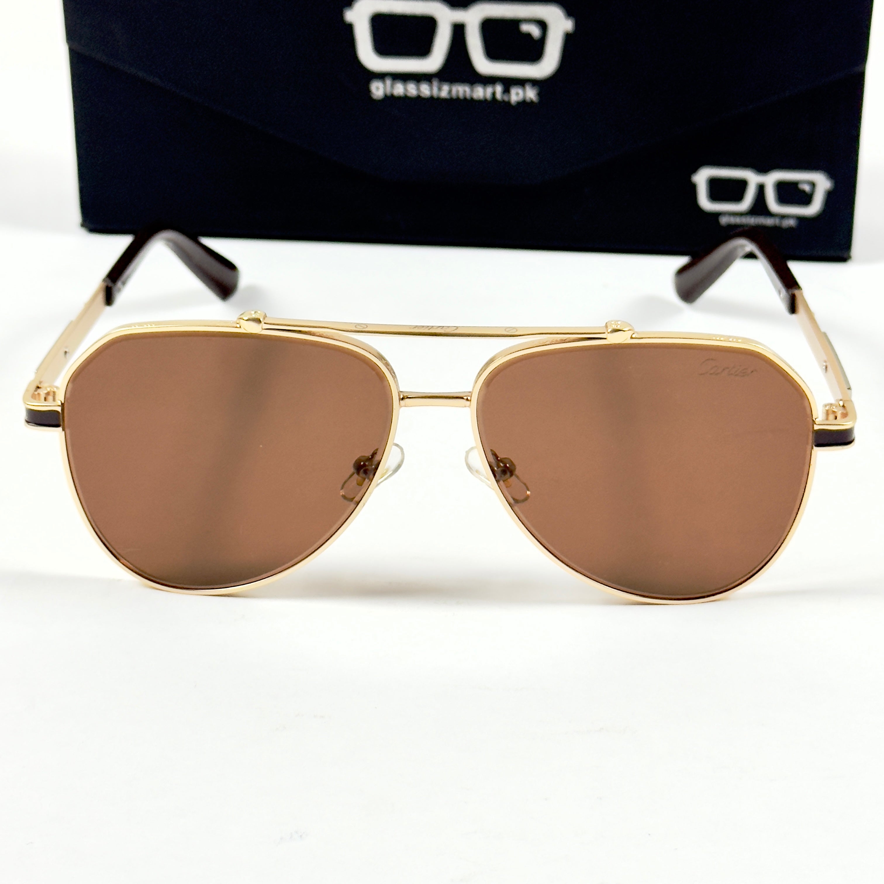 Cartier – 58473 – 60 – Golden Brown – Metal – Sunglasses – Unisex