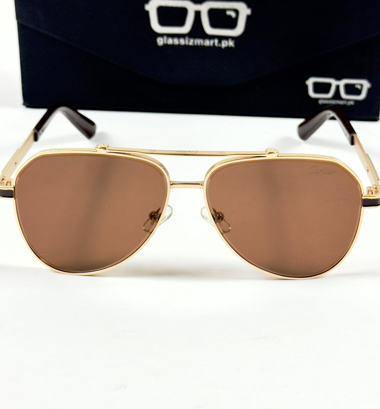Cartier – 58473 – 60 – Golden Brown – Metal – Sunglasses – Unisex