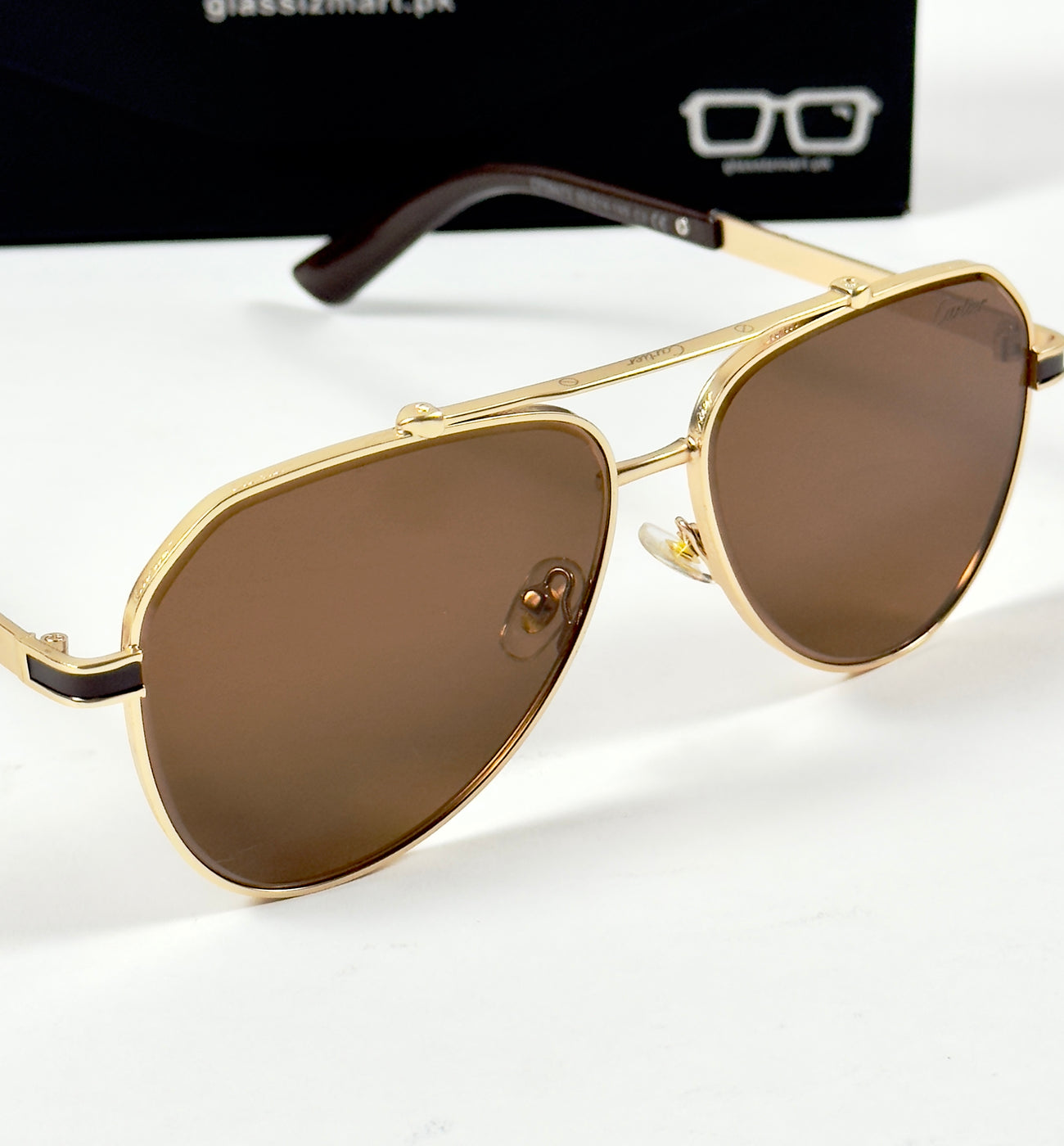 Cartier – 58473 – 60 – Golden Brown – Metal – Sunglasses – Unisex