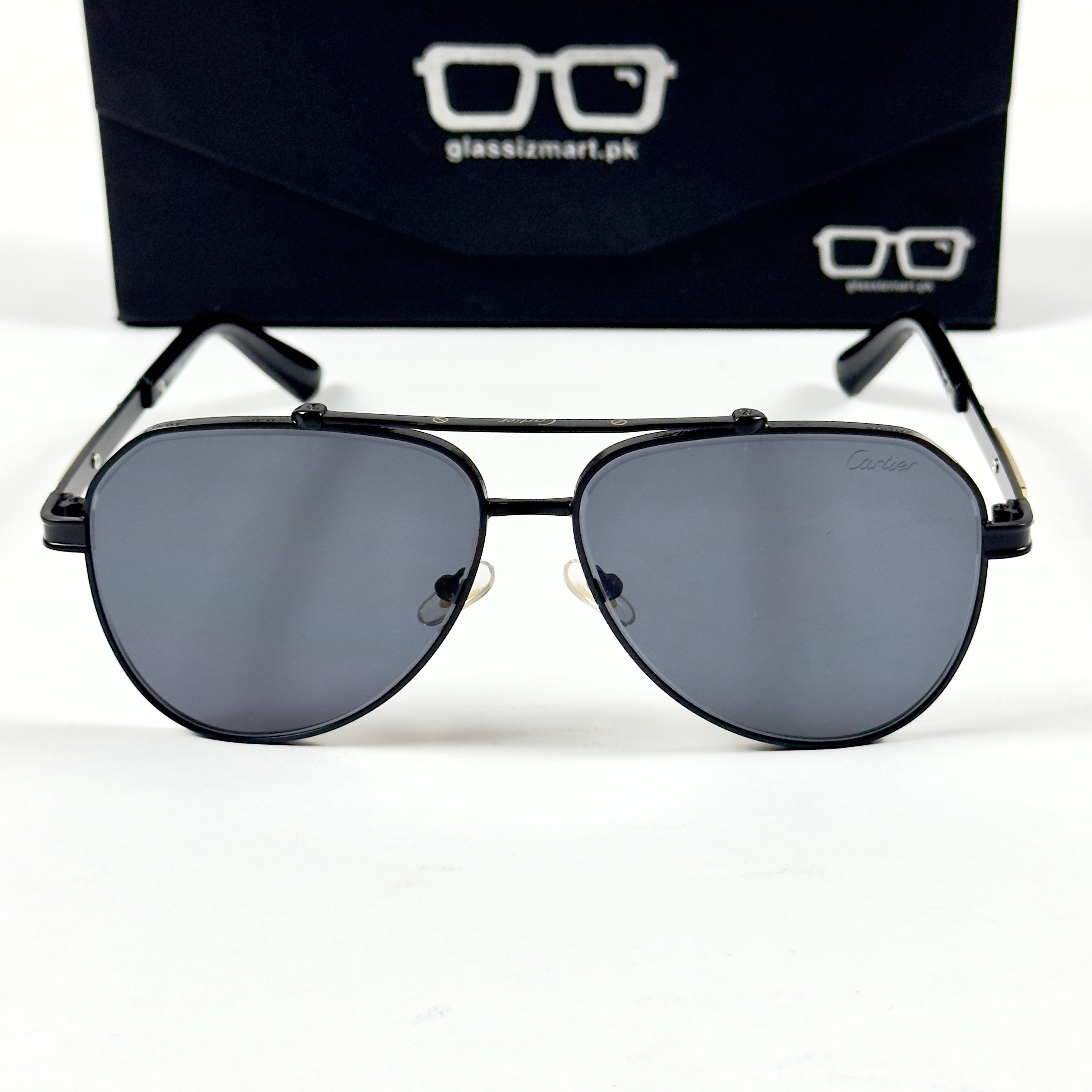 Cartier – 58473 – 60 – Black – Metal – Sunglasses – Unisex