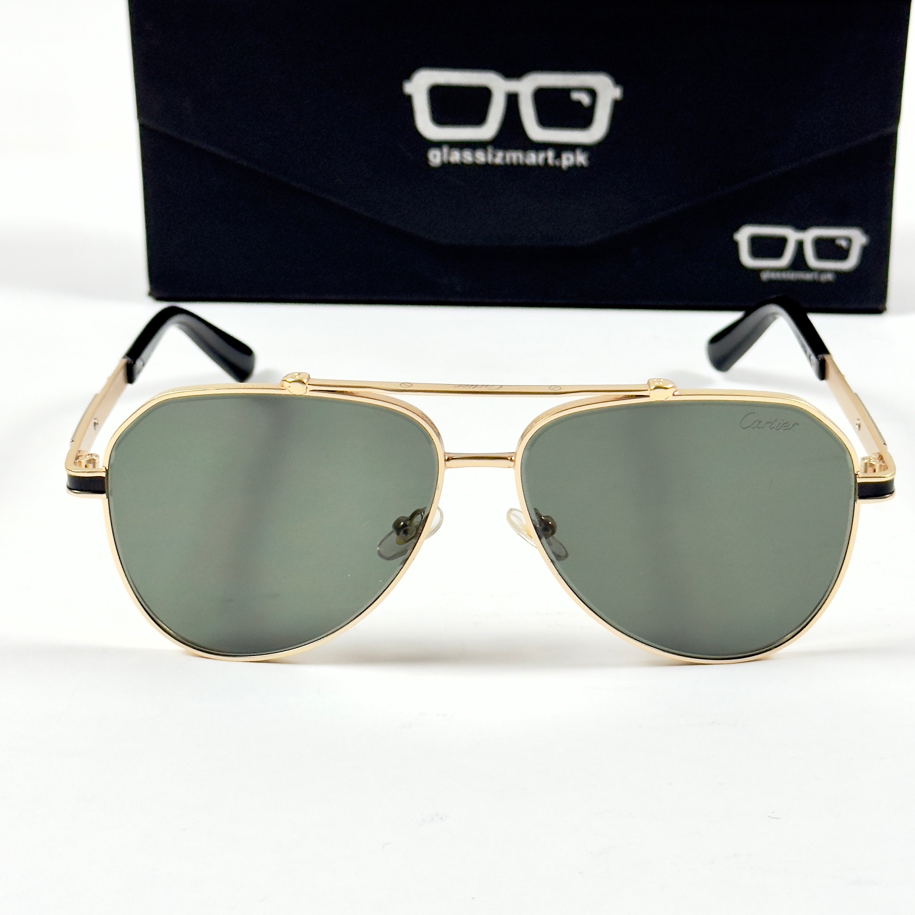 Cartier – 58473 – 60 – Golden Green – Metal – Sunglasses – Unisex