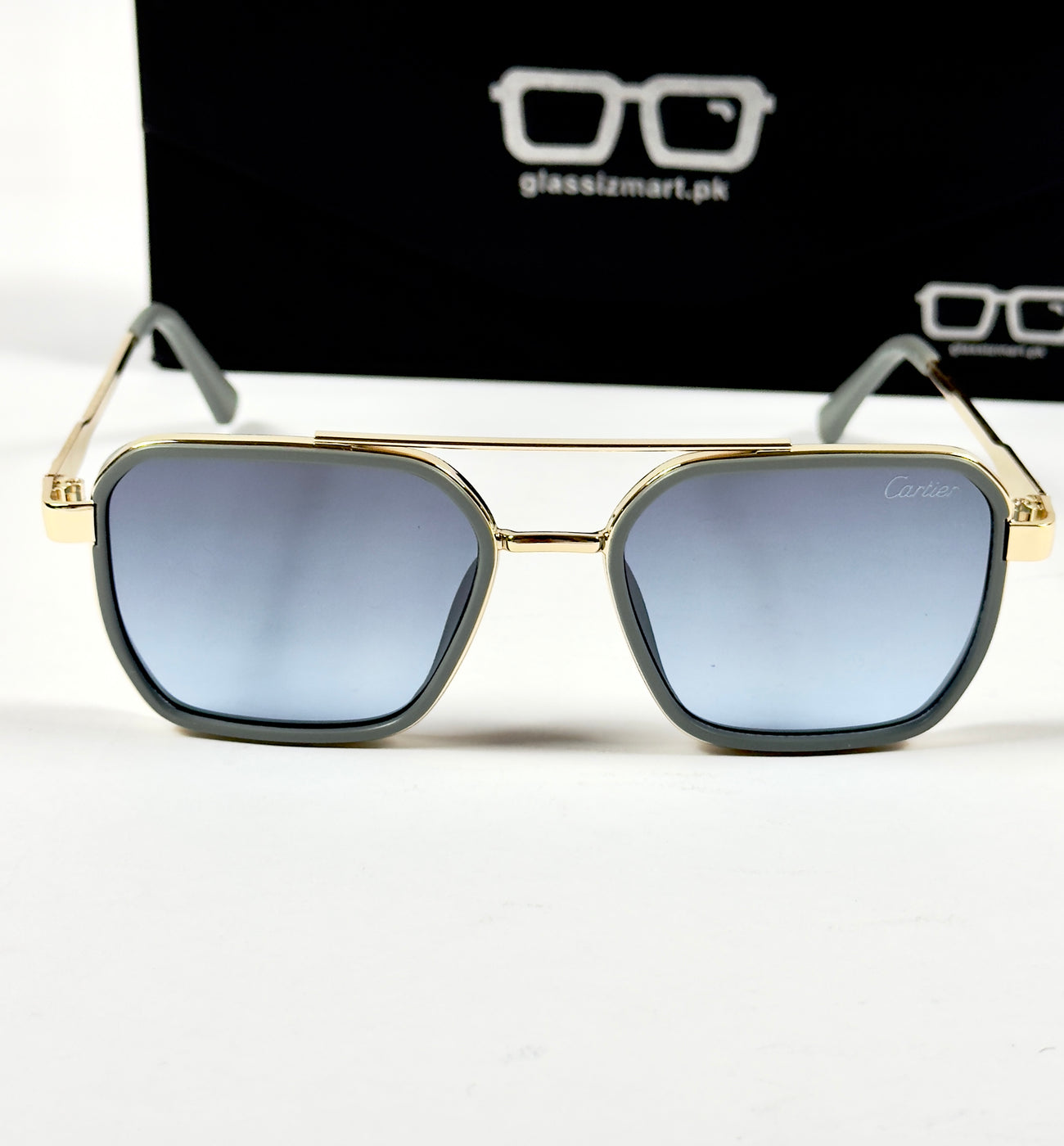 Cartier – 58497 – 54 – Golden Blue – Metal – Sunglasses – Unisex