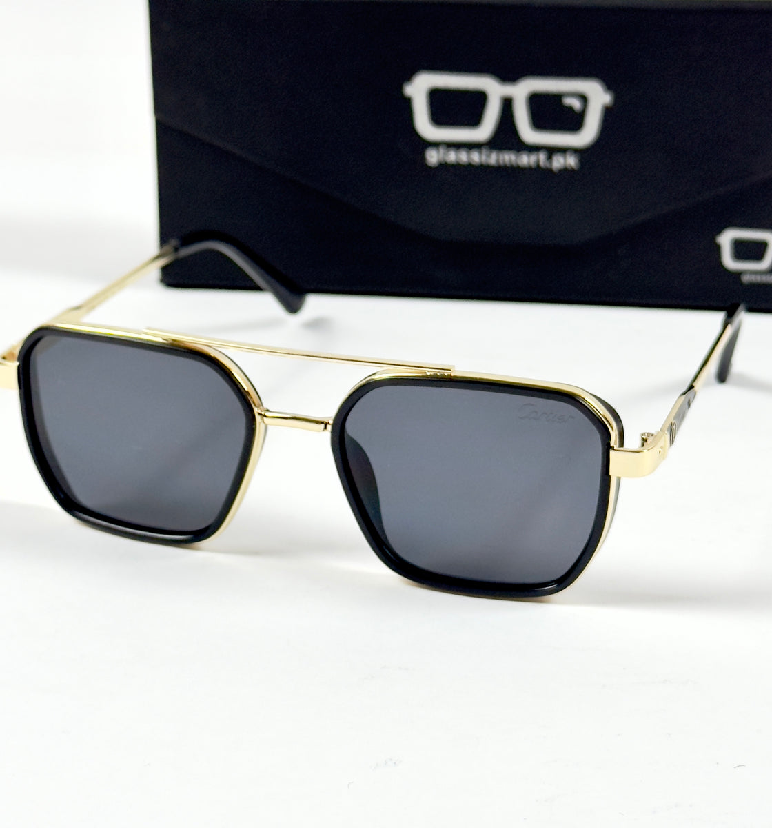 Cartier – 58497 – 54 – Golden Black – Metal – Sunglasses – Unisex