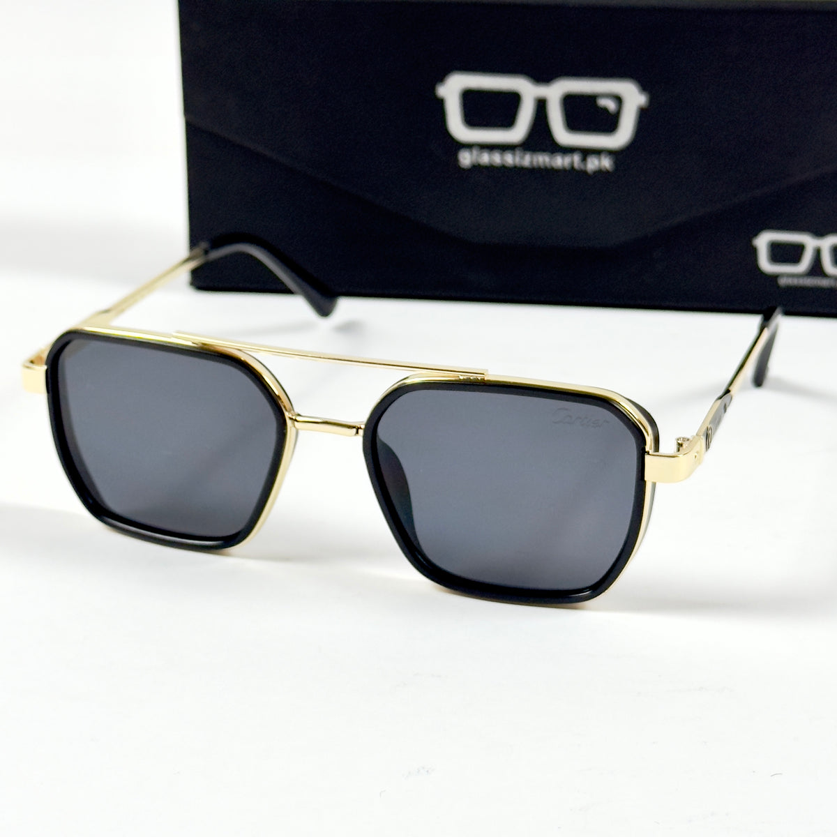 Cartier – 58497 – 54 – Golden Black – Metal – Sunglasses – Unisex