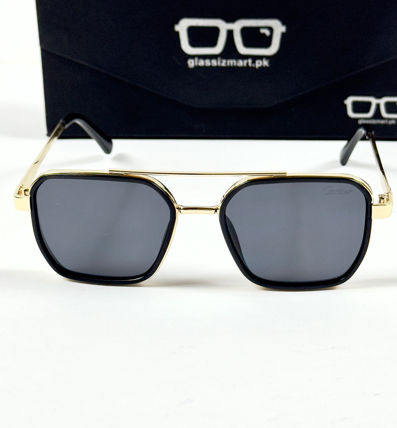 Cartier – 58497 – 54 – Golden Black – Metal – Sunglasses – Unisex