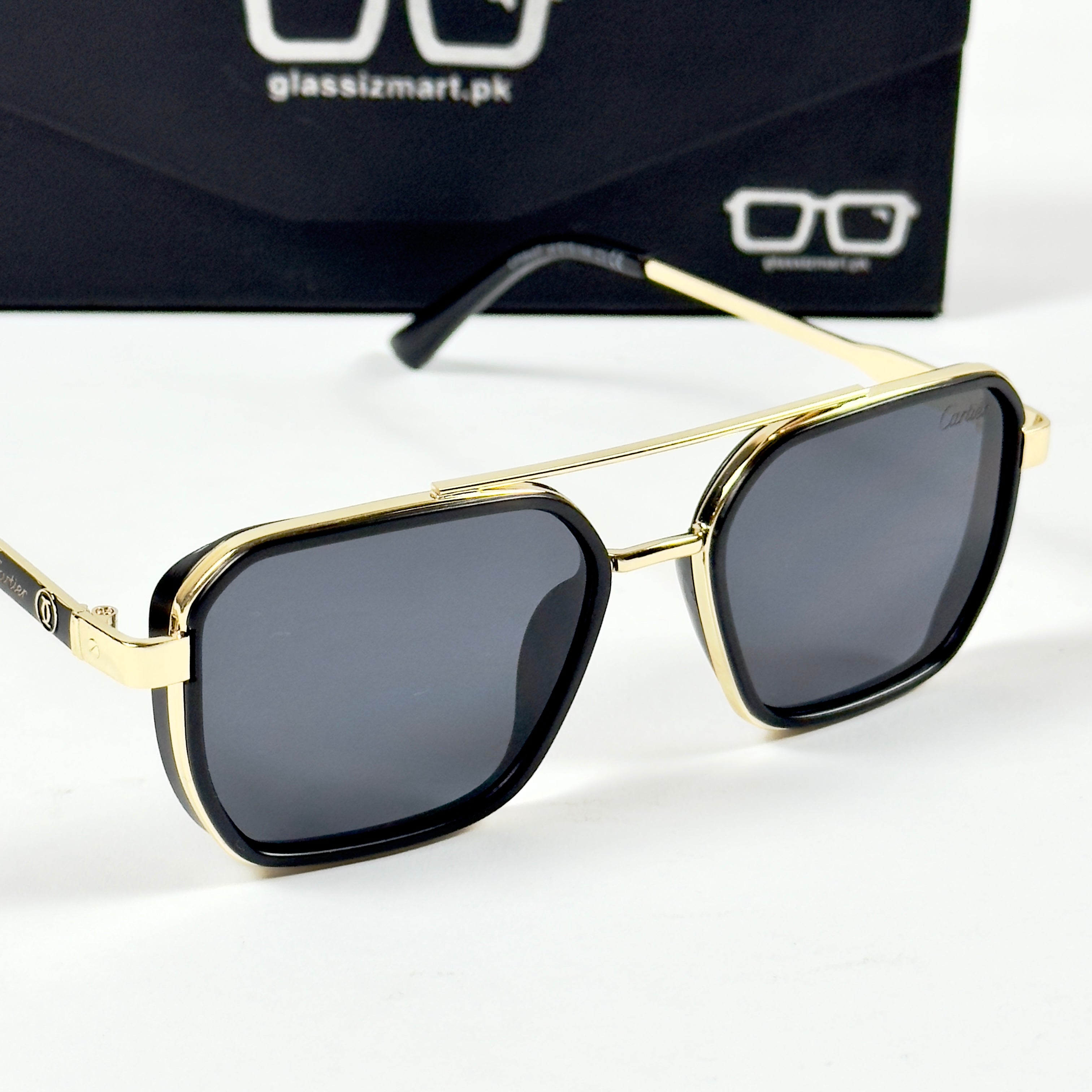 Cartier – 58497 – 54 – Golden Black – Metal – Sunglasses – Unisex