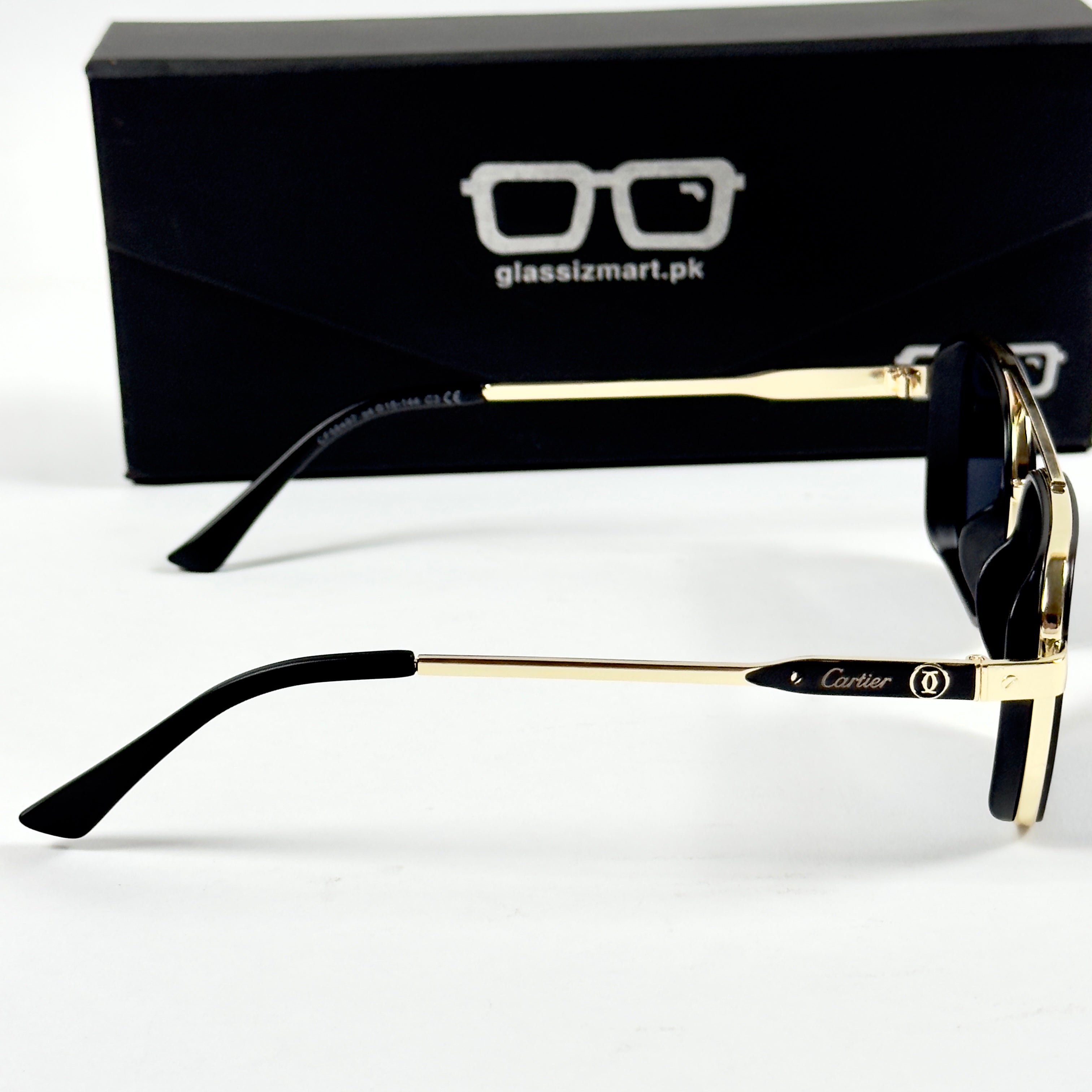 Cartier – 58497 – 54 – Golden Black – Metal – Sunglasses – Unisex