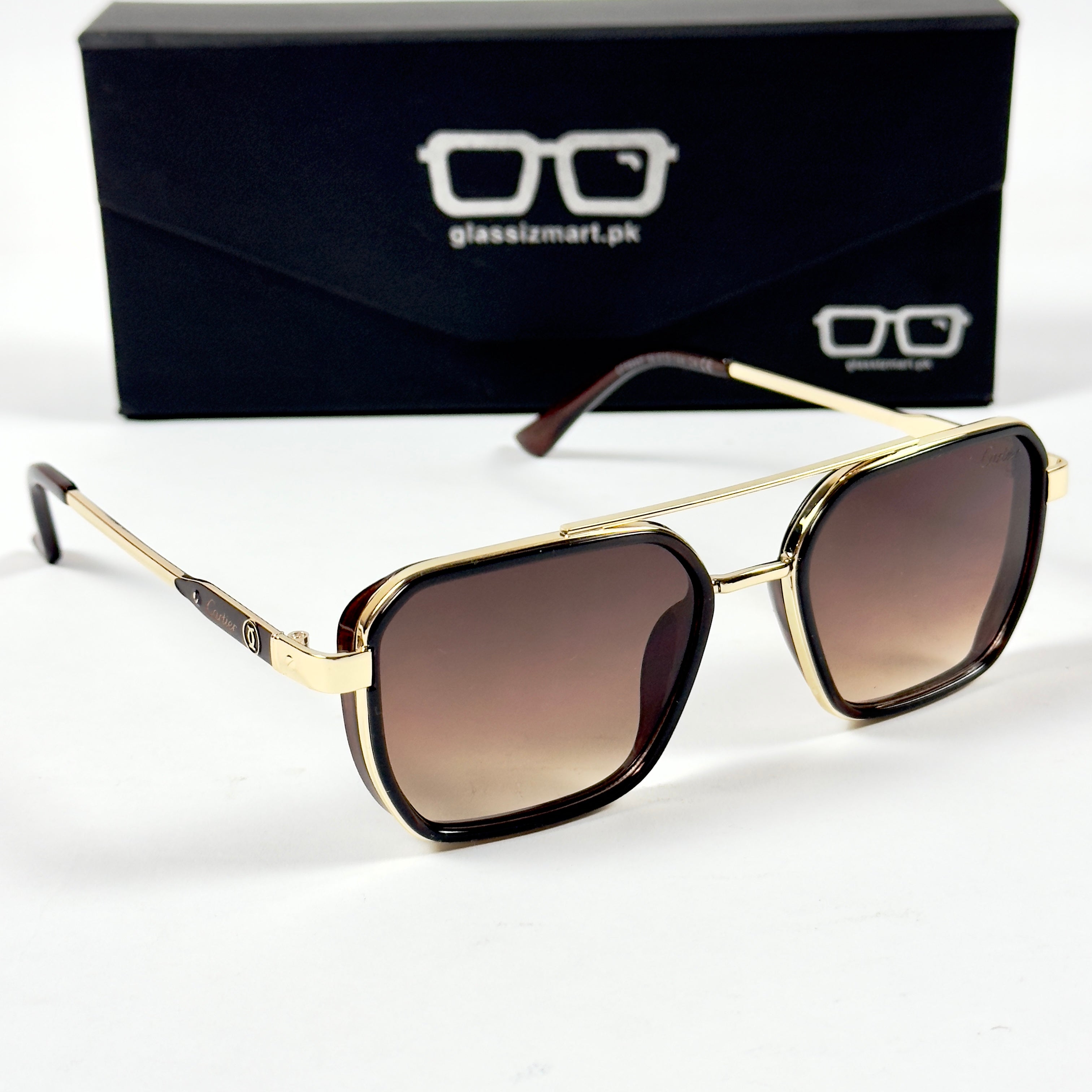Cartier – 58497 – 54 – Golden Brown  – Metal – Sunglasses – Unisex