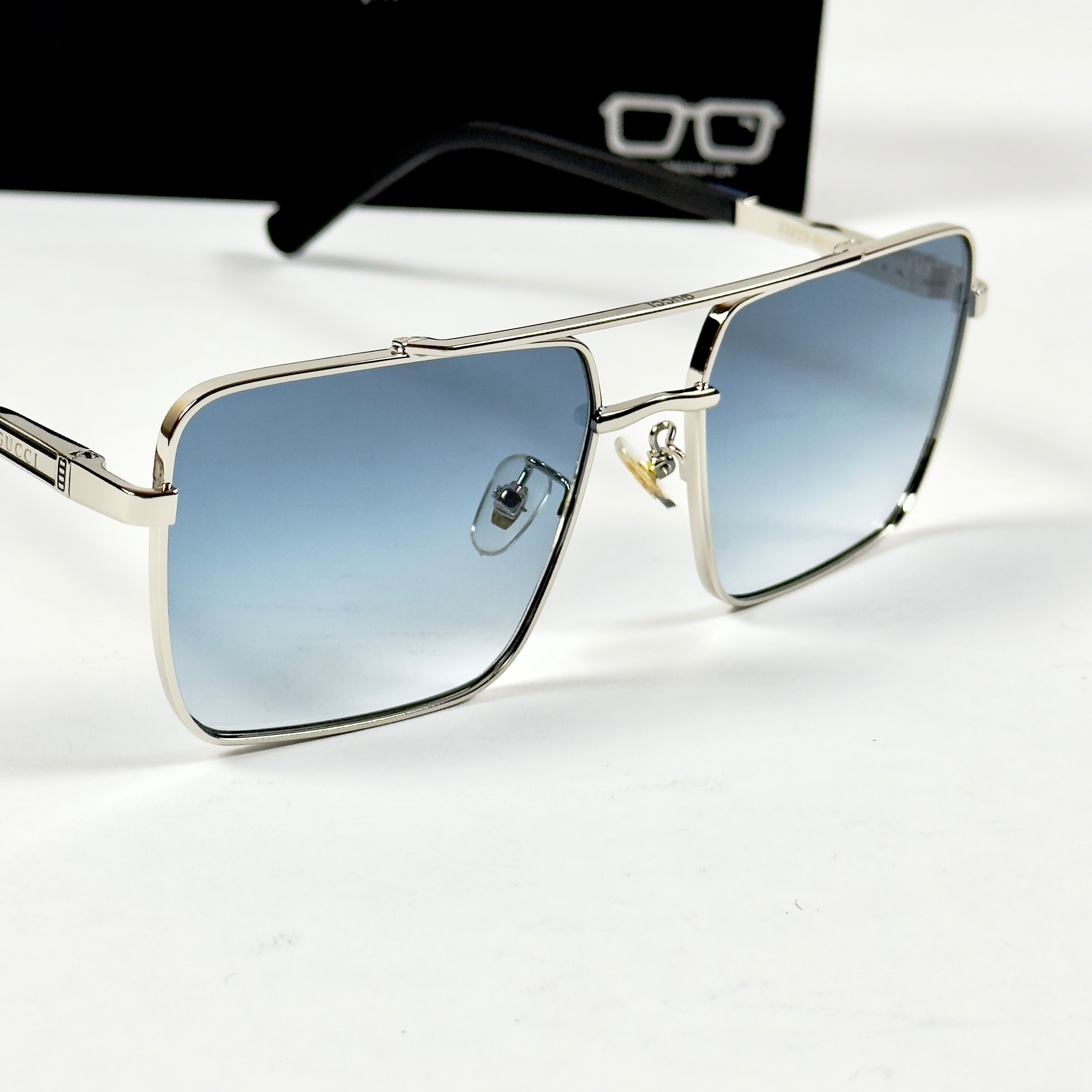 Gucci – 23223 - 60 – Silver Blue - Metal - Sunglasses – Unisex