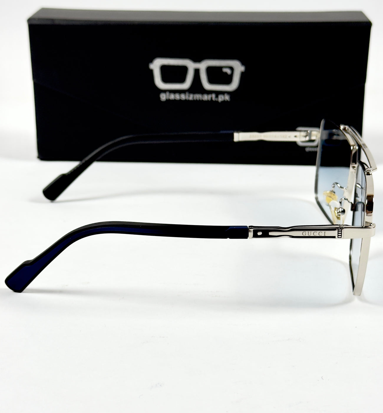 Gucci – 23223 - 60 – Silver Blue - Metal - Sunglasses – Unisex