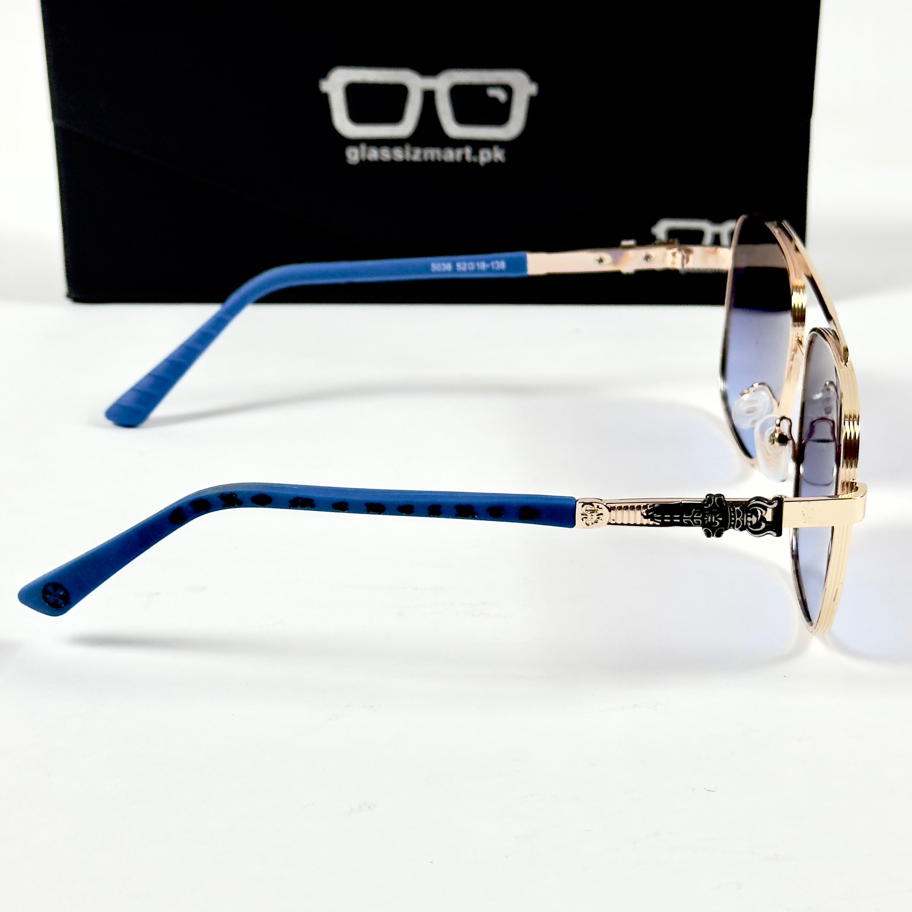 Cartier – 5036 – 52 – Golden Blue – Metal – Sunglasses – Unisex