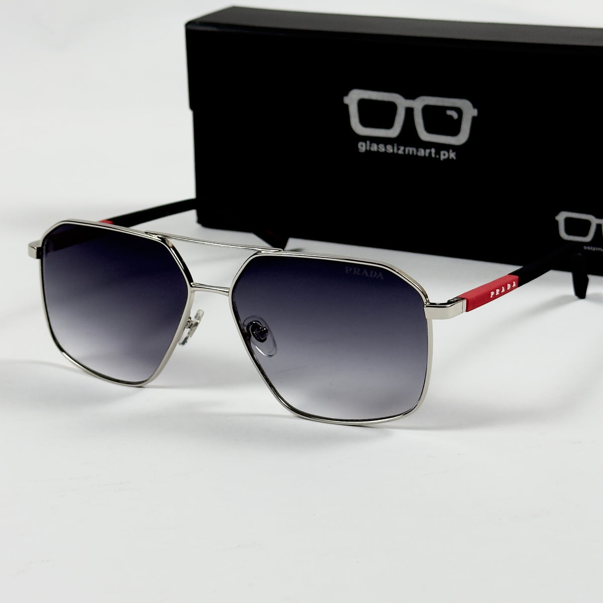Prada – A50 - 60 – Silver Black Gradient - Metal - Sunglasses – Unisex - Premium