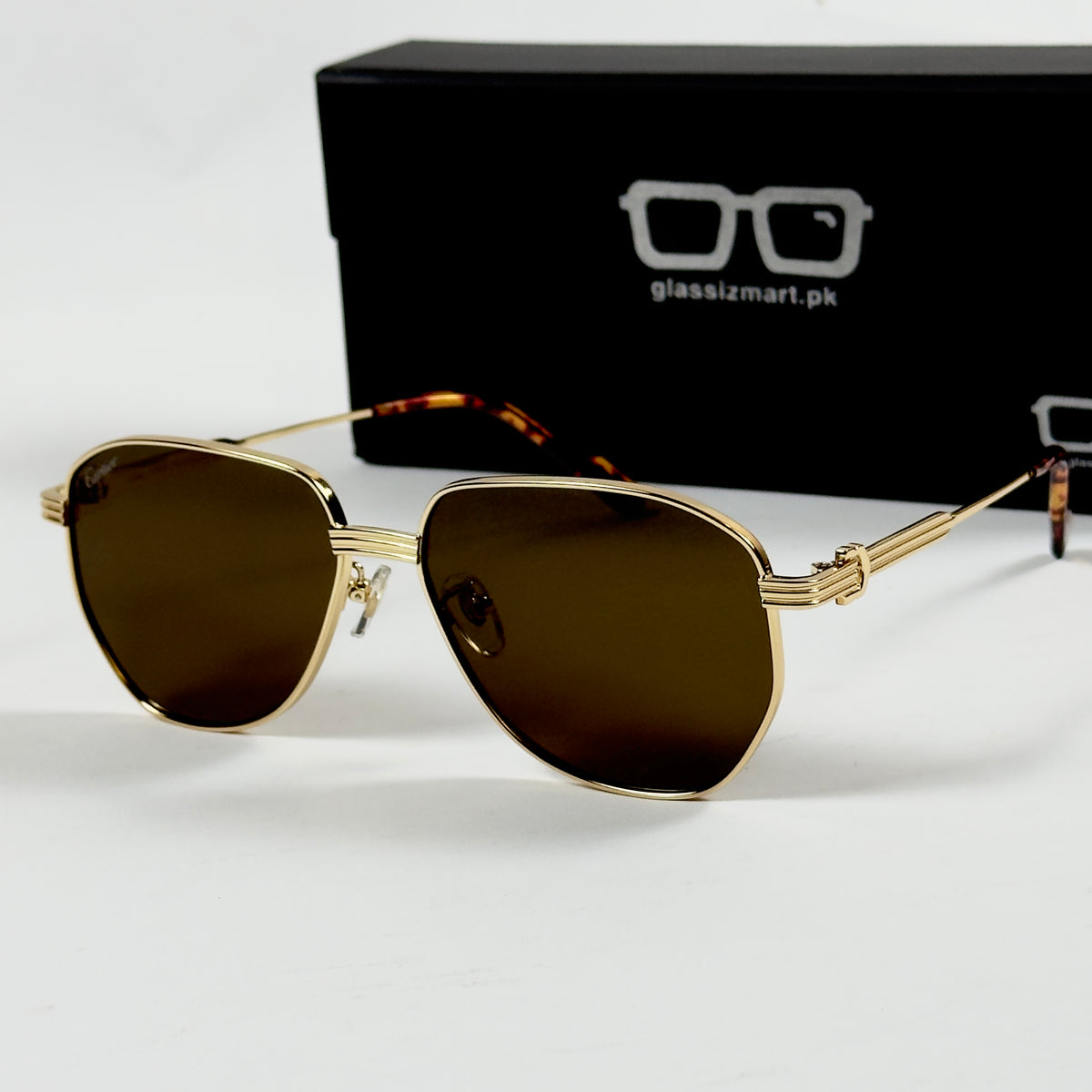Cartier – 04840 - 58 – Golden Brown - Metal - Sunglasses – Unisex - Premium