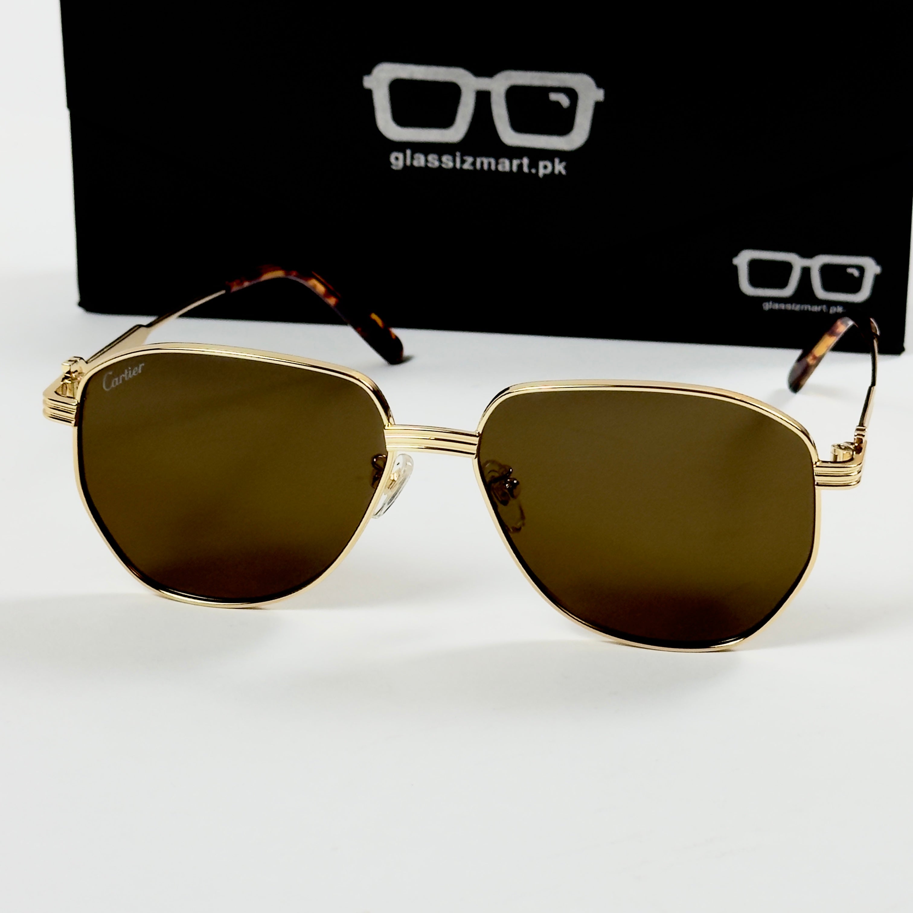 Cartier – 04840 - 58 – Golden Brown - Metal - Sunglasses – Unisex - Premium