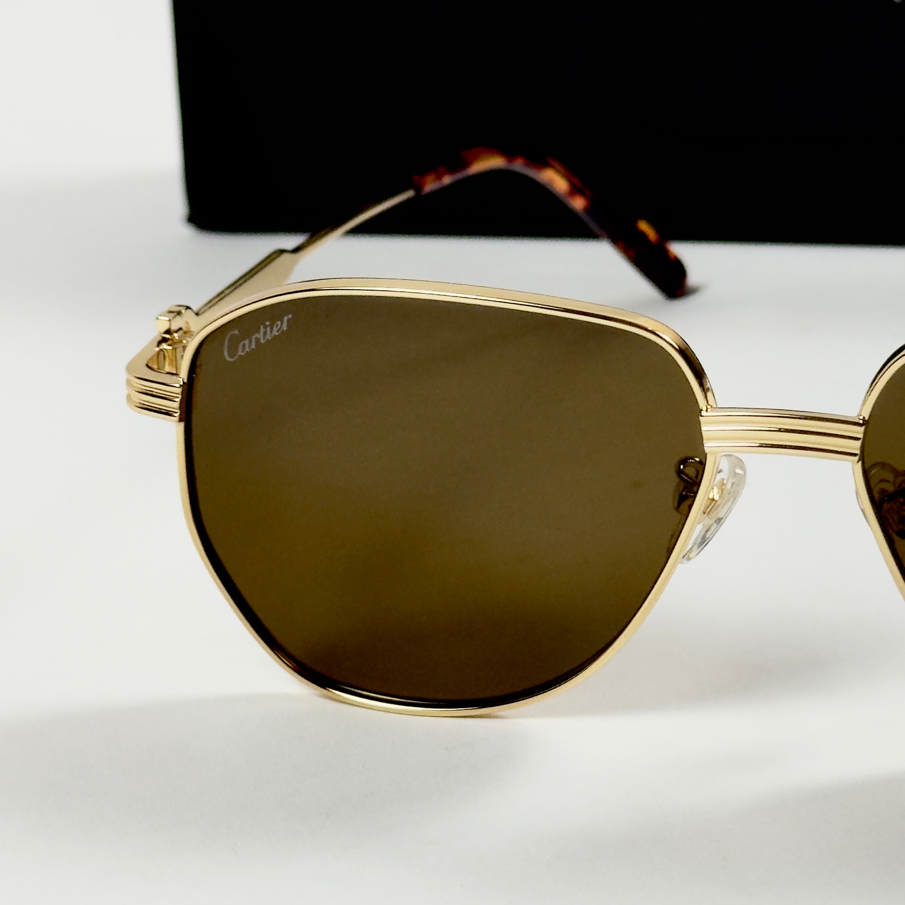 Cartier – 04840 - 58 – Golden Brown - Metal - Sunglasses – Unisex - Premium