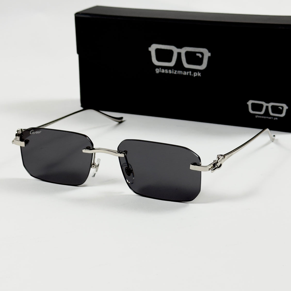 Cartier – 0506 - 56 – Silver Black - Metal - Sunglasses – Unisex - Premium