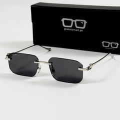 Cartier – 0506 - 56 – Silver Black - Metal - Sunglasses – Unisex - Premium