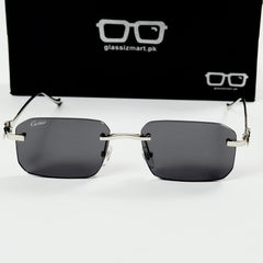 Cartier – 0506 - 56 – Silver Black - Metal - Sunglasses – Unisex - Premium