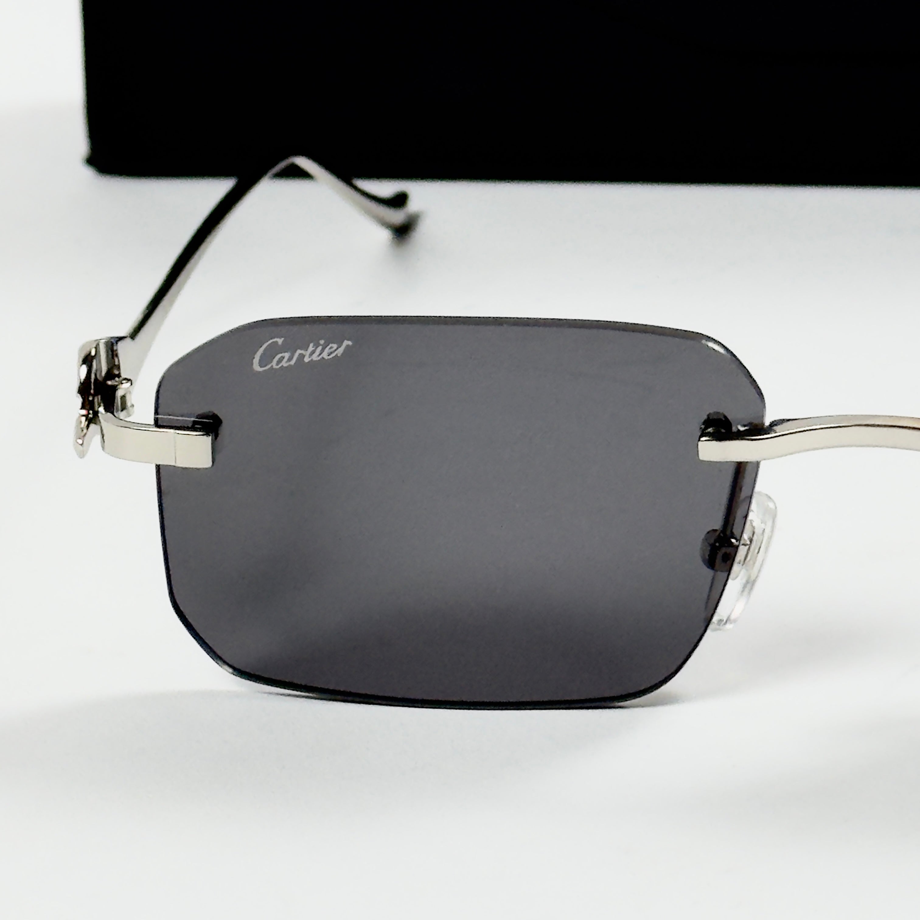 Cartier – 0506 - 56 – Silver Black - Metal - Sunglasses – Unisex - Premium