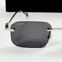 Cartier – 0506 - 56 – Silver Black - Metal - Sunglasses – Unisex - Premium