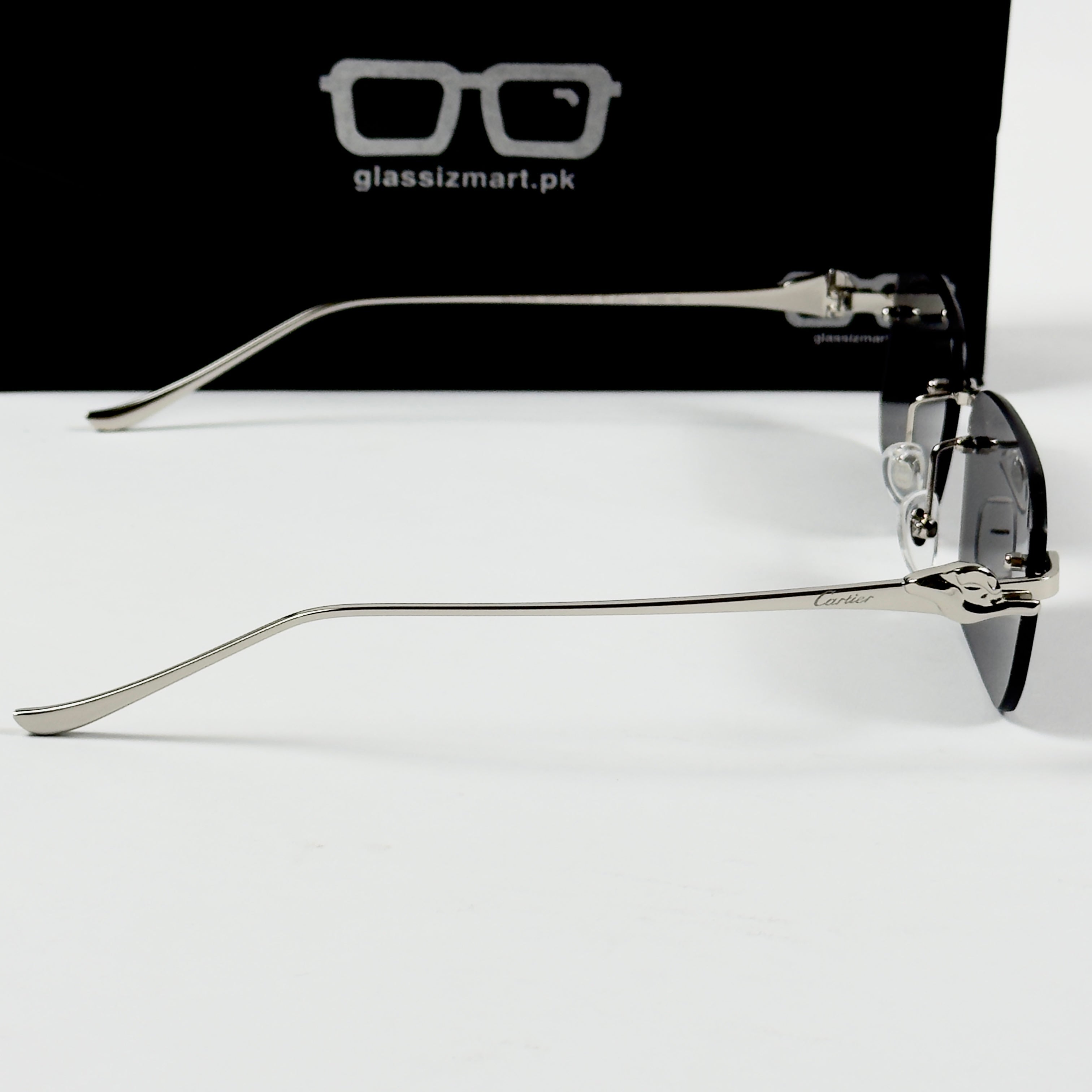 Cartier – 0506 - 56 – Silver Black - Metal - Sunglasses – Unisex - Premium