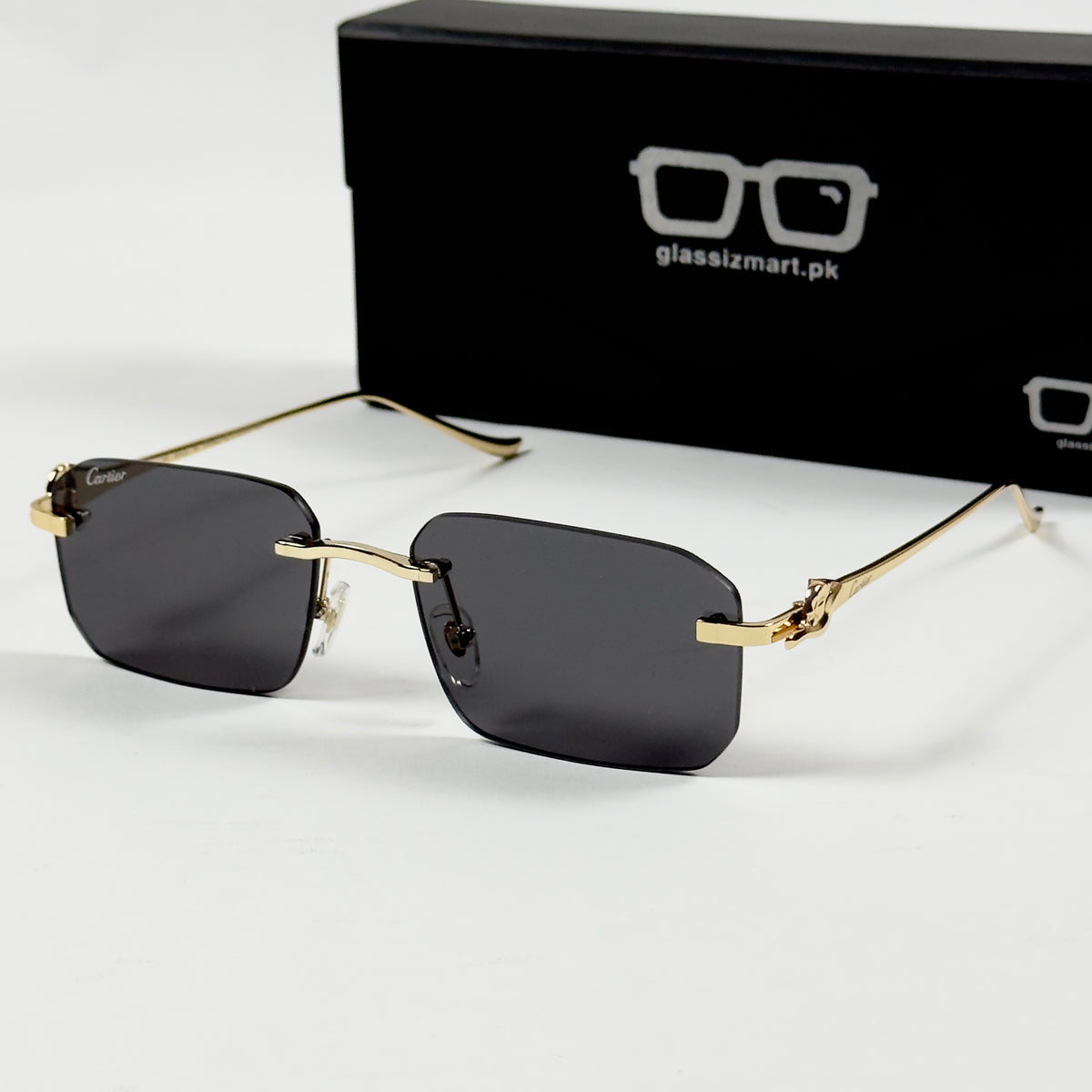 Cartier – 0506 - 56 – Golden Black - Metal - Sunglasses – Unisex - Premium