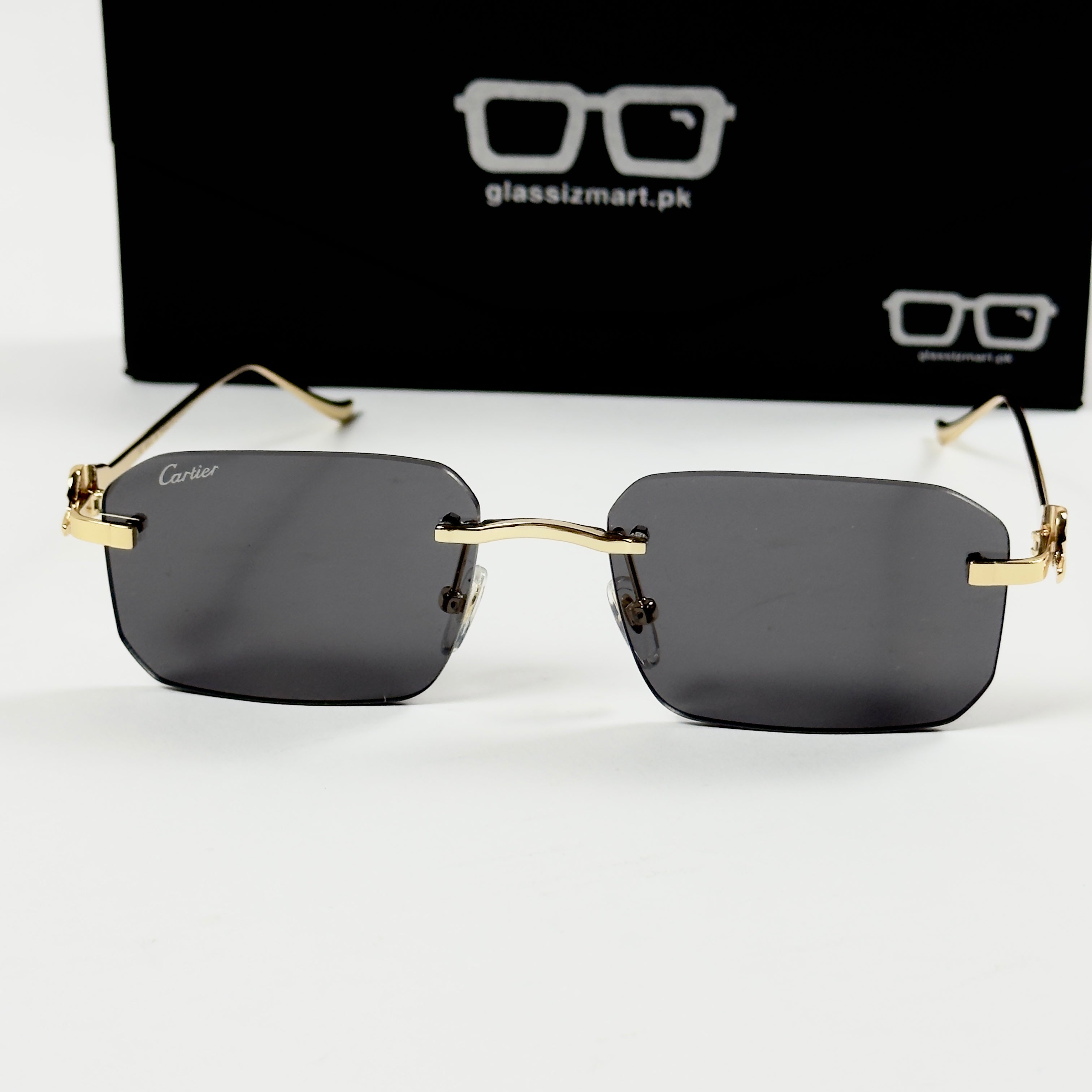 Cartier – 0506 - 56 – Golden Black - Metal - Sunglasses – Unisex - Premium