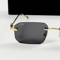 Cartier – 0506 - 56 – Golden Black - Metal - Sunglasses – Unisex - Premium