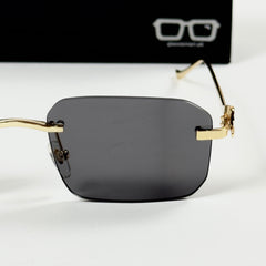 Cartier – 0506 - 56 – Golden Black - Metal - Sunglasses – Unisex - Premium