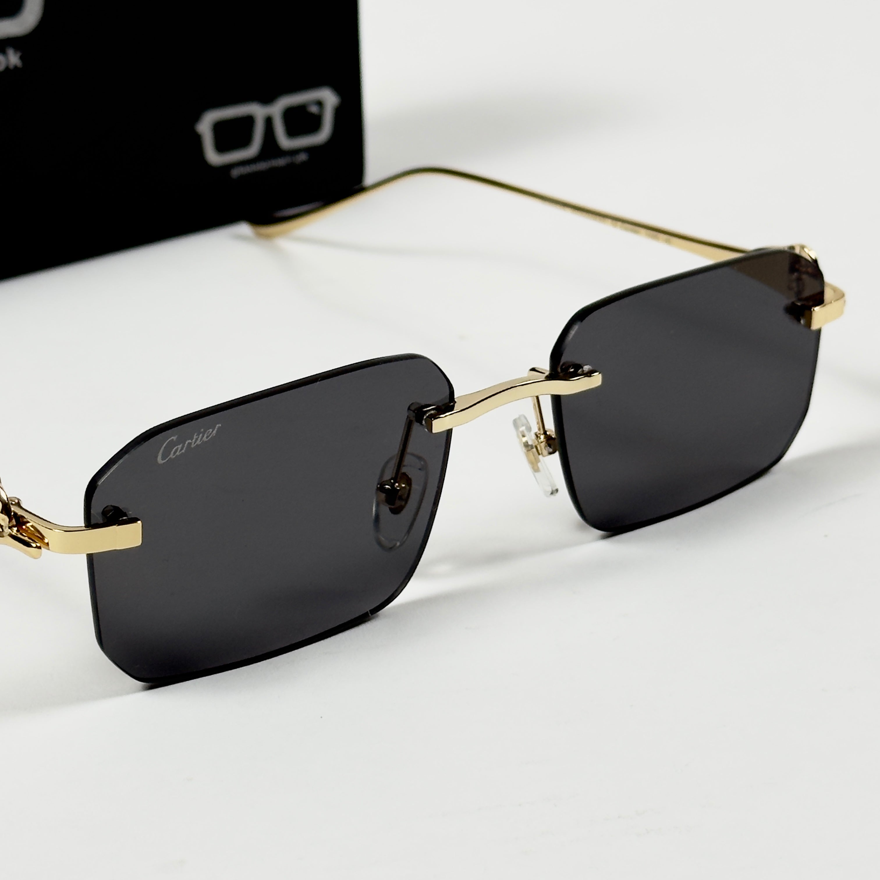 Cartier – 0506 - 56 – Golden Black - Metal - Sunglasses – Unisex - Premium