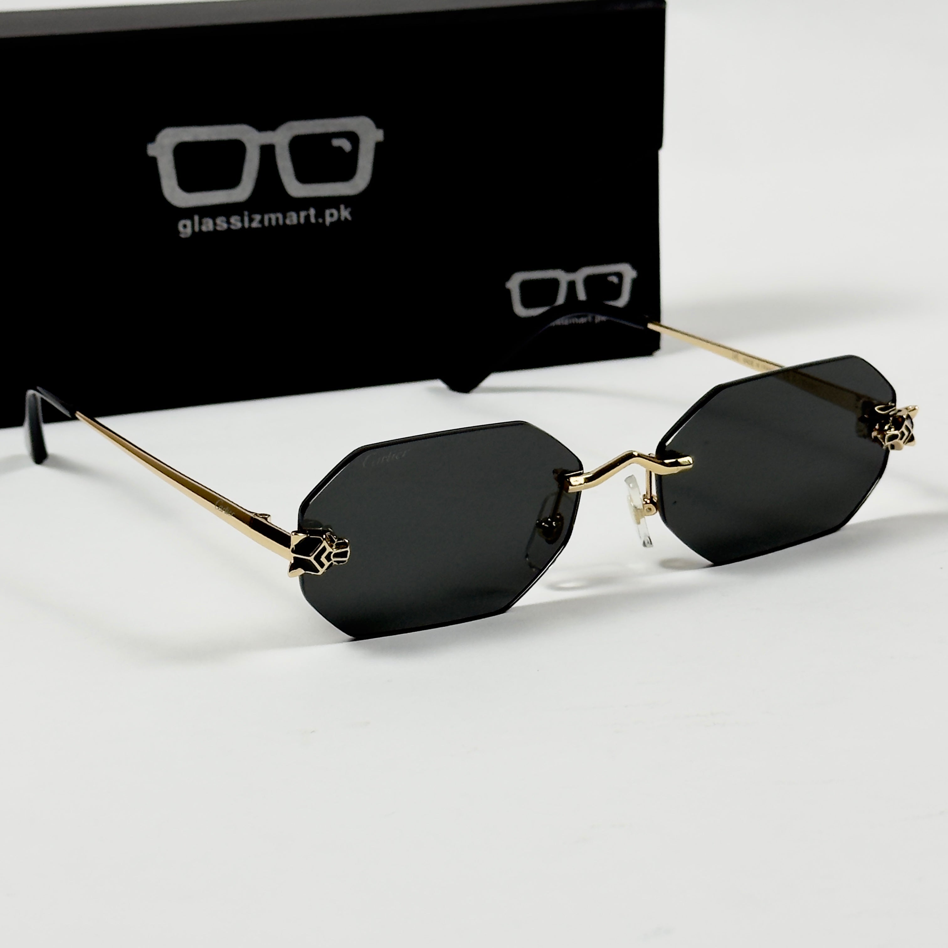 Cartier – 0599 - 56 – Golden Black - Metal - Sunglasses – Unisex - Premium